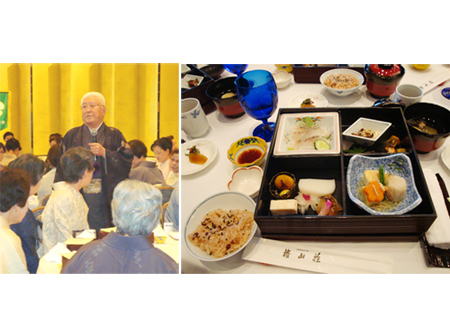 ・鮭:「必ず生まれたところに戻ってくる」
・六角里芋:(子孫繁栄と親芋・子芋・孫芋と増えてゆく)
・宮中料理に出す魚は腹を割かずに壷抜き(魚のえら蓋の間から内臓とえらを抜き出す)をします。